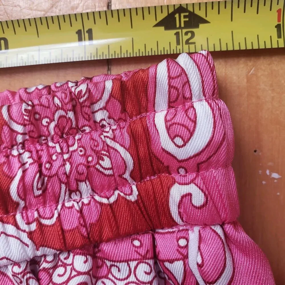 J Crew Lounge Pajama Pants Pink Silky Elastic Waist Drawstring Sz 2
